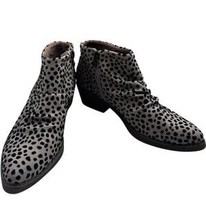 Blowfish Malibu Vegan Velvet Flocked Animal Leopard Print Booties Women's 6.5